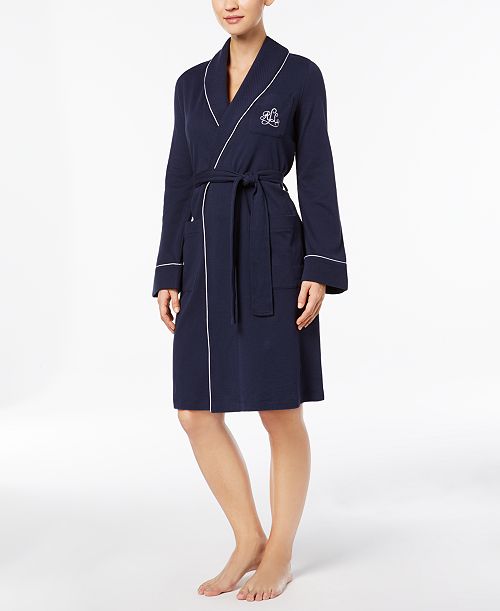 alfani Lauren Ralph Lauren Quilted Shawl Collar Short Robe Women's Fashion Shoes & Accessories