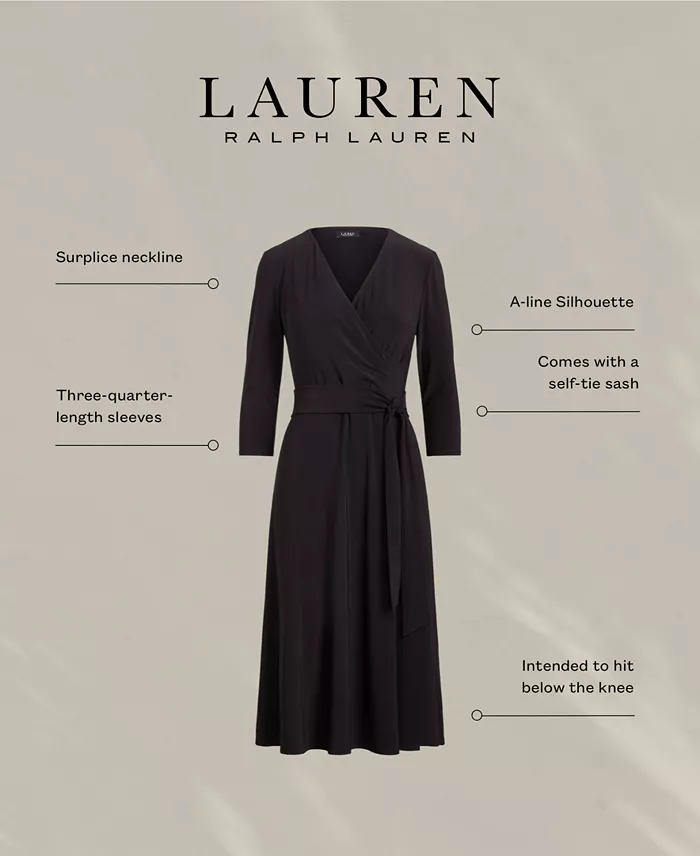 Alfani Lauren Ralph Lauren Surplice Jersey Dress Women's Fashion Shoes & Accessories