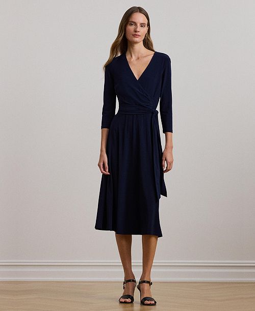 alfani Lauren Ralph Lauren Surplice Jersey Dress Women's Fashion Shoes & Accessories