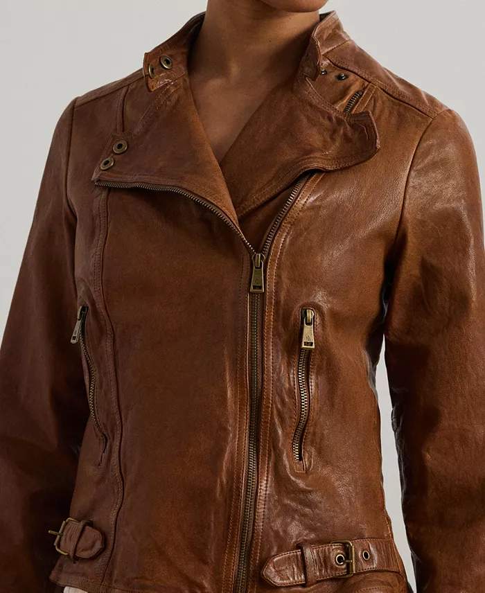 Alfani Lauren Ralph Lauren Tumbled-Leather Jacket Women's Fashion Shoes & Accessories