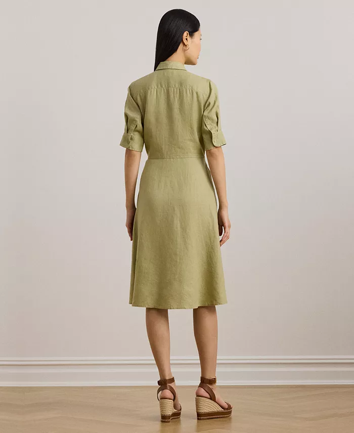 Alfani Lauren Ralph Lauren Women's 100% Linen Shirtdress Women's Fashion Shoes & Accessories