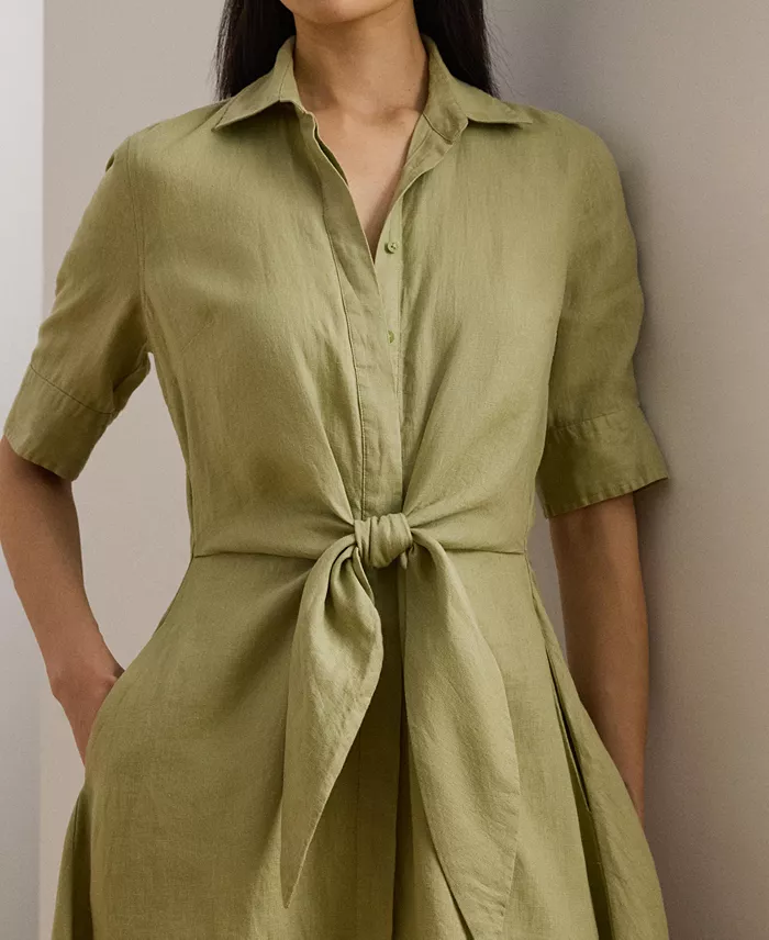 Alfani Lauren Ralph Lauren Women's 100% Linen Shirtdress Women's Fashion Shoes & Accessories