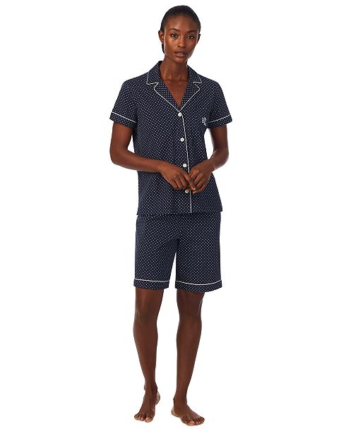 alfani Lauren Ralph Lauren Women's 2-Pc. Notched-Collar Bermuda Pajamas Set Women's Fashion Shoes & Accessories