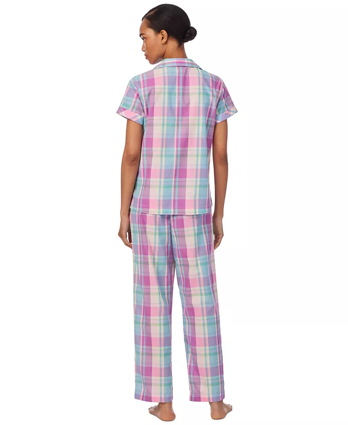 Alfani Lauren Ralph Lauren Women's 2-Pc. Short-Sleeve Notch-Collar Ankle-Pant Pajama Set Women's Fashion Shoes & Accessories