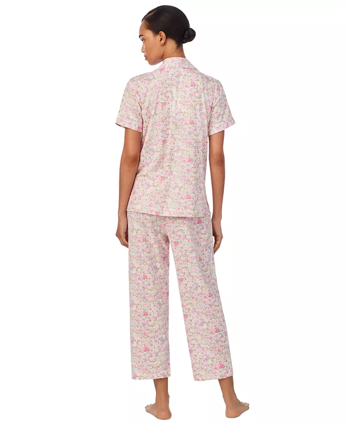 Alfani Lauren Ralph Lauren Women's 2-Pc. Short-Sleeve Notch-Collar Cropped-Pant Pajama Set Women's Fashion Shoes & Accessories
