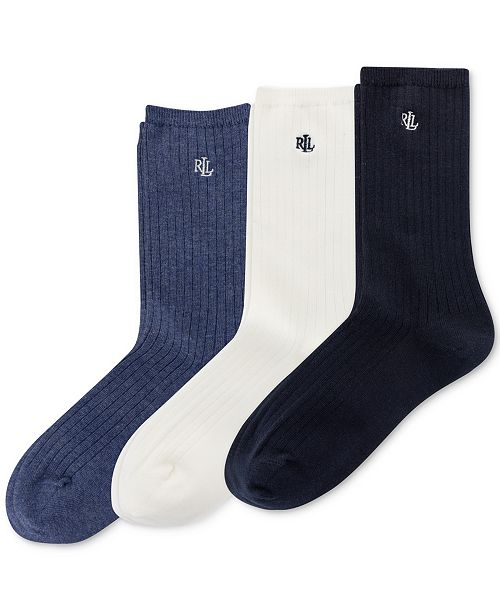 alfani Lauren Ralph Lauren Women's 3-Pk. Classic Rib Trouser Socks Women's Fashion Shoes & Accessories
