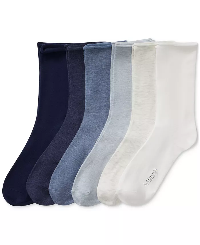 Alfani Lauren Ralph Lauren Women's 6 Pack Roll-Top Trouser Socks Women's Fashion Shoes & Accessories