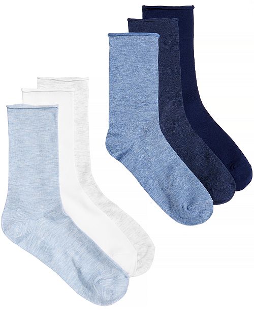 alfani Lauren Ralph Lauren Women's 6 Pack Roll-Top Trouser Socks Women's Fashion Shoes & Accessories
