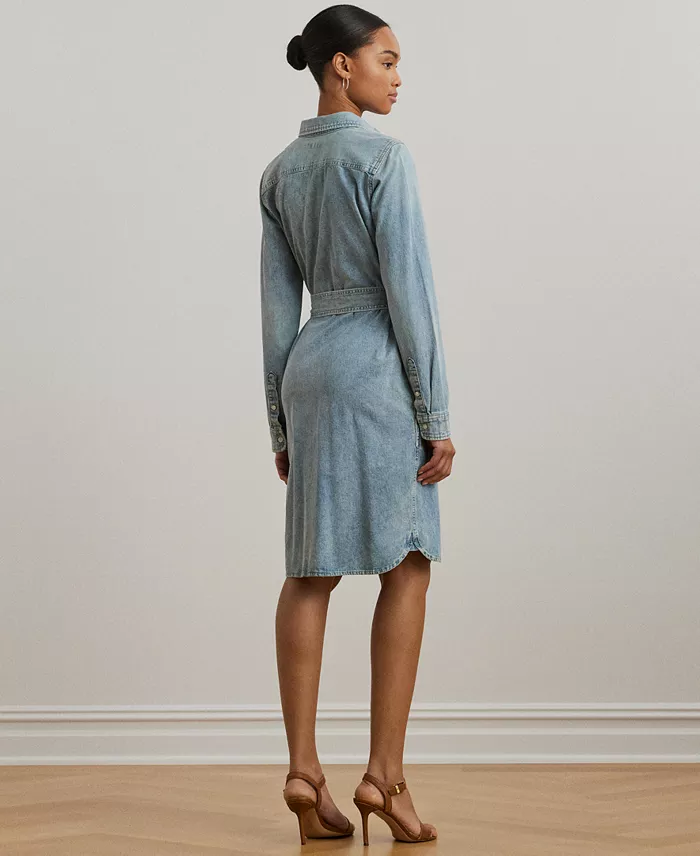 Alfani Lauren Ralph Lauren Women's Belted Denim Shirtdress Women's Fashion Shoes & Accessories