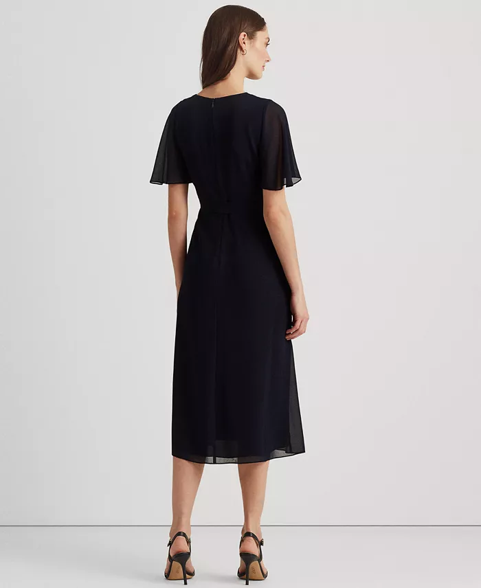 Alfani Lauren Ralph Lauren Women's Belted Georgette Dress Women's Fashion Shoes & Accessories