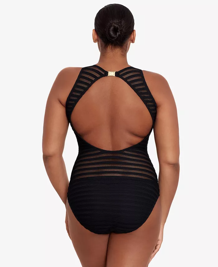 Alfani Lauren Ralph Lauren Women's Boatneck One Piece Swimsuit Women's Fashion Shoes & Accessories