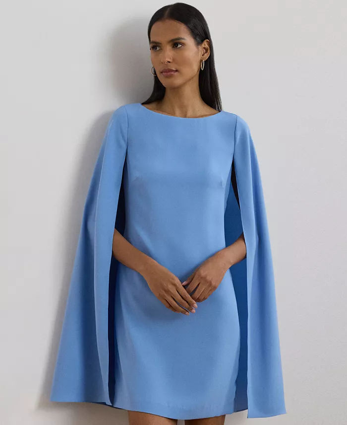 Alfani Lauren Ralph Lauren Women's Cape Georgette Cocktail Dress Women's Fashion Shoes & Accessories