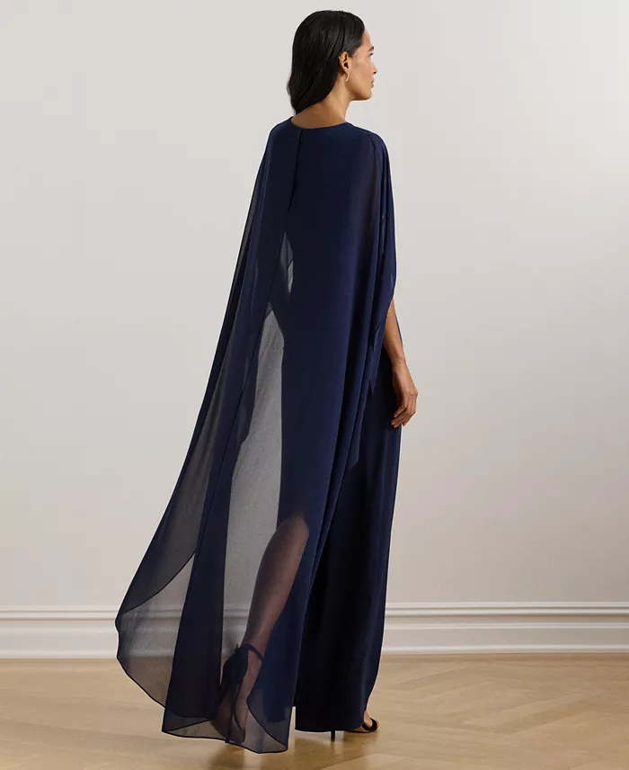 Alfani Lauren Ralph Lauren Women's Cape Georgette Gown Women's Fashion Shoes & Accessories