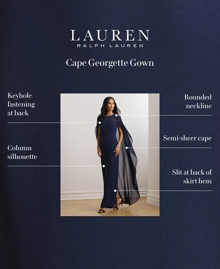 Alfani Lauren Ralph Lauren Women's Cape Georgette Gown Women's Fashion Shoes & Accessories