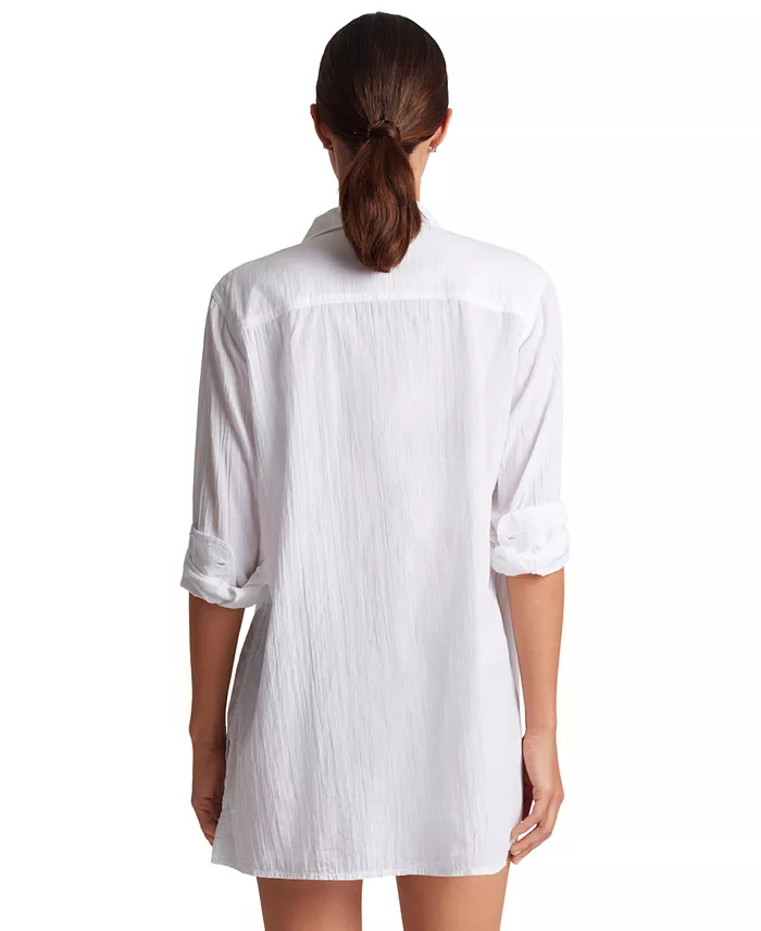 Alfani Lauren Ralph Lauren Women's Classic Camp Shirt Swim Cover-Up Women's Fashion Shoes & Accessories