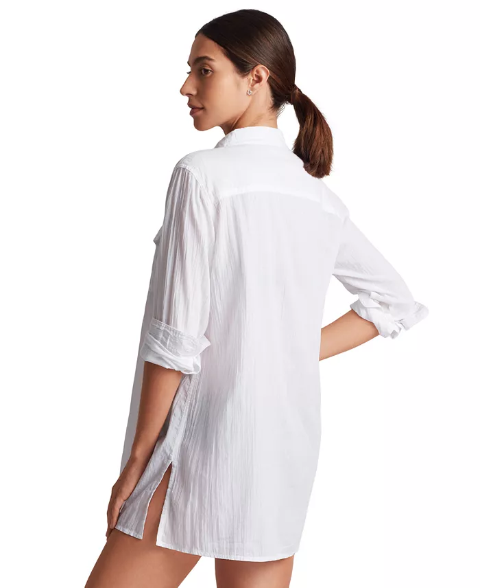 Alfani Lauren Ralph Lauren Women's Classic Camp Shirt Swim Cover-Up Women's Fashion Shoes & Accessories