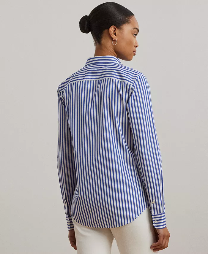 Alfani Lauren Ralph Lauren Women's Classic-Fit Striped Broadcloth Shirt Women's Fashion Shoes & Accessories
