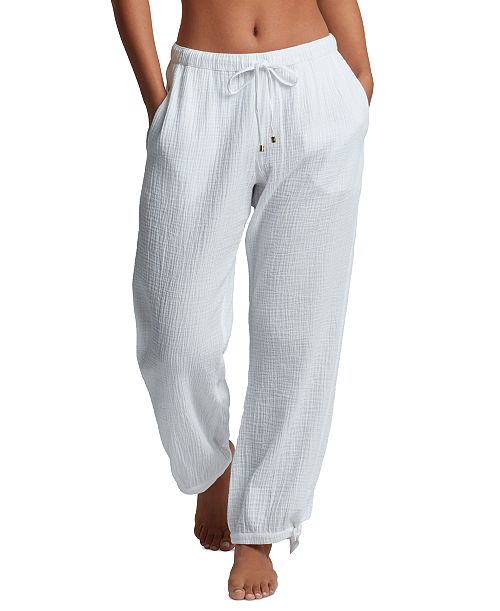 alfani Lauren Ralph Lauren Women's Cotton Pull-On Cover-Up Pants Women's Fashion Shoes & Accessories