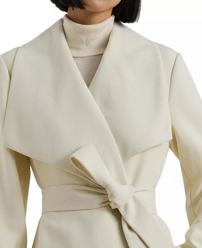 Alfani Lauren Ralph Lauren Women's Crepe Belted Wrap Coat Women's Fashion Shoes & Accessories