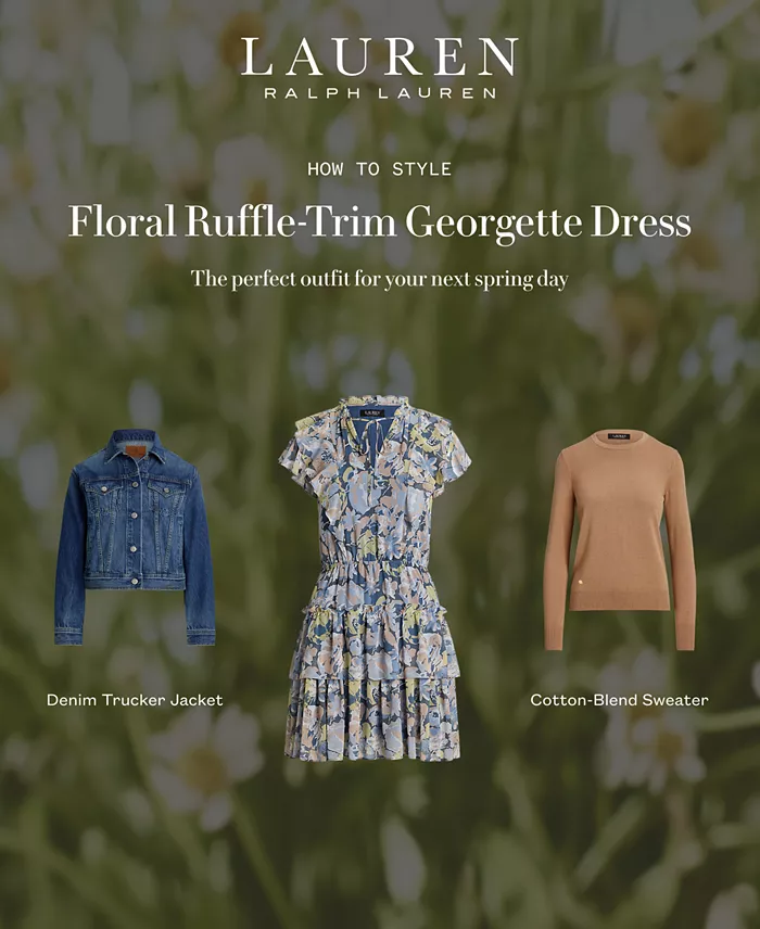 Alfani Lauren Ralph Lauren Women's Denim Trucker Jacket Regular & Petite Women's Fashion Shoes & Accessories