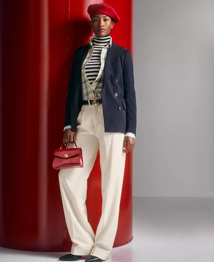 Alfani Lauren Ralph Lauren Women's Double-Breasted Wool Crepe Blazer Women's Fashion Shoes & Accessories