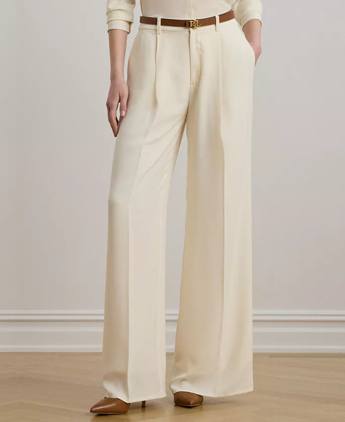 Alfani Lauren Ralph Lauren Women's Double-Faced Georgette Wide-Leg Pants Women's Fashion Shoes & Accessories