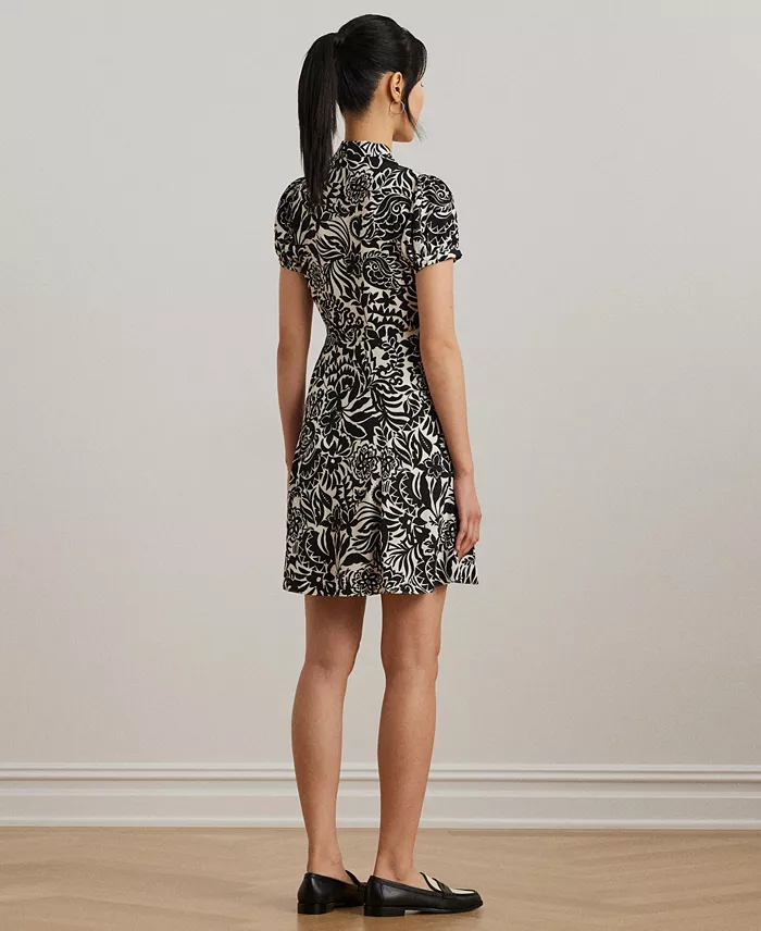 Alfani Lauren Ralph Lauren Women's Floral Crepe Short-Sleeve Dress Women's Fashion Shoes & Accessories