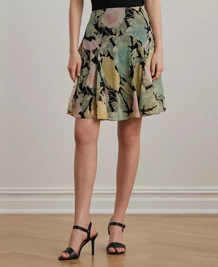 Alfani Lauren Ralph Lauren Women's Floral Crinkle Georgette Skirt Regular & Petite Women's Fashion Shoes & Accessories
