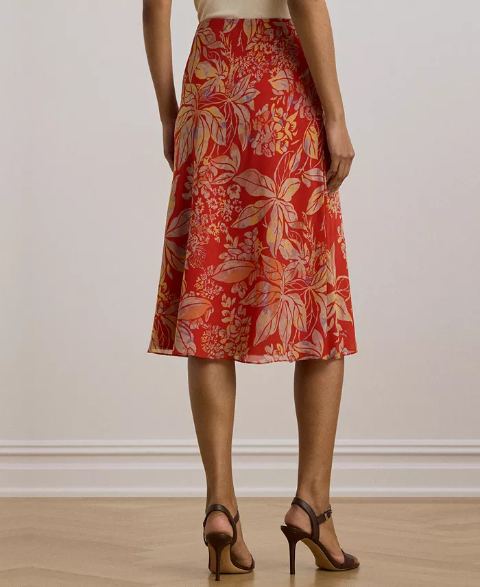 Alfani Lauren Ralph Lauren Women's Floral Crinkle Georgette Midi Skirt Women's Fashion Shoes & Accessories