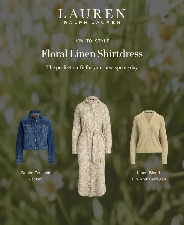 Alfani Lauren Ralph Lauren Women's Floral Linen Shirtdress Regular & Petite Women's Fashion Shoes & Accessories