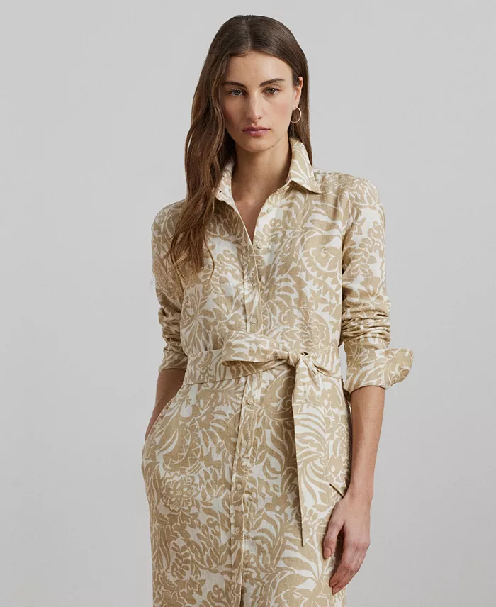 Alfani Lauren Ralph Lauren Women's Floral Linen Shirtdress Regular & Petite Women's Fashion Shoes & Accessories