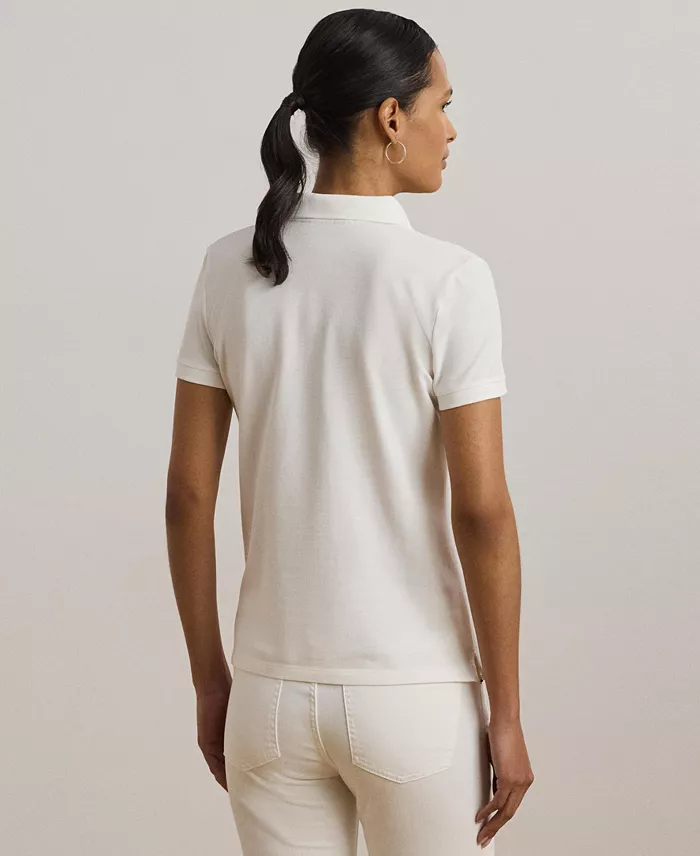 Alfani Lauren Ralph Lauren Women's Floral-Logo Cotton Piqué Polo Shirt Women's Fashion Shoes & Accessories
