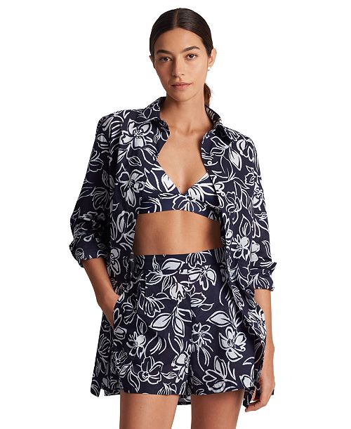 alfani Lauren Ralph Lauren Women's Floral-Print Swim Cover-Up Set Women's Fashion Shoes & Accessories