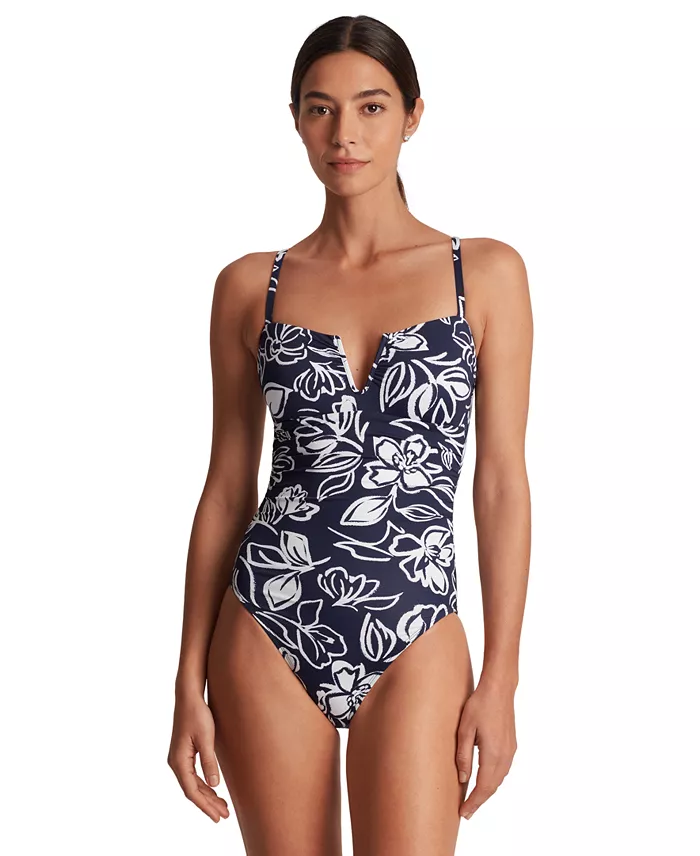 Alfani Lauren Ralph Lauren Women's Floral-Print U-Wire One-Piece Swimsuit Women's Fashion Shoes & Accessories