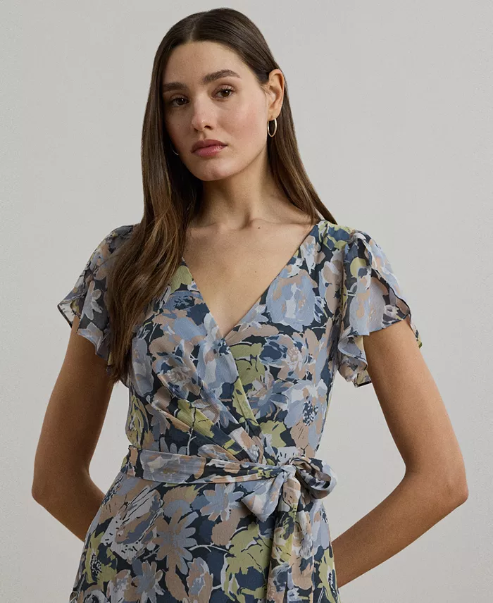 Alfani Lauren Ralph Lauren Women's Floral Ruffle-Trim Georgette Gown Women's Fashion Shoes & Accessories