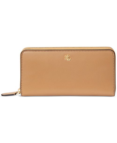 alfani Lauren Ralph Lauren Women's Full-Grain Leather Large Zip Continental Wallet Handbags Purses & Accessories