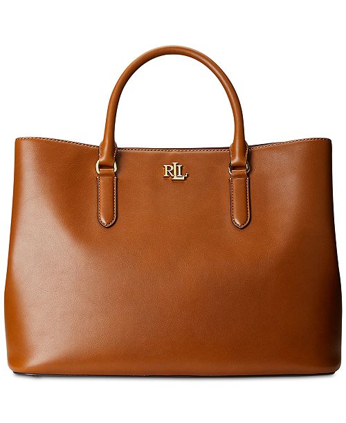 alfani Lauren Ralph Lauren Women's Full-Grain Smooth Leather Large Marcy Satchel Handbags Purses & Accessories