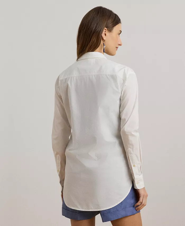 Alfani Lauren Ralph Lauren Women's Geo-Embroidered Cotton Broadcloth Shirt Women's Fashion Shoes & Accessories