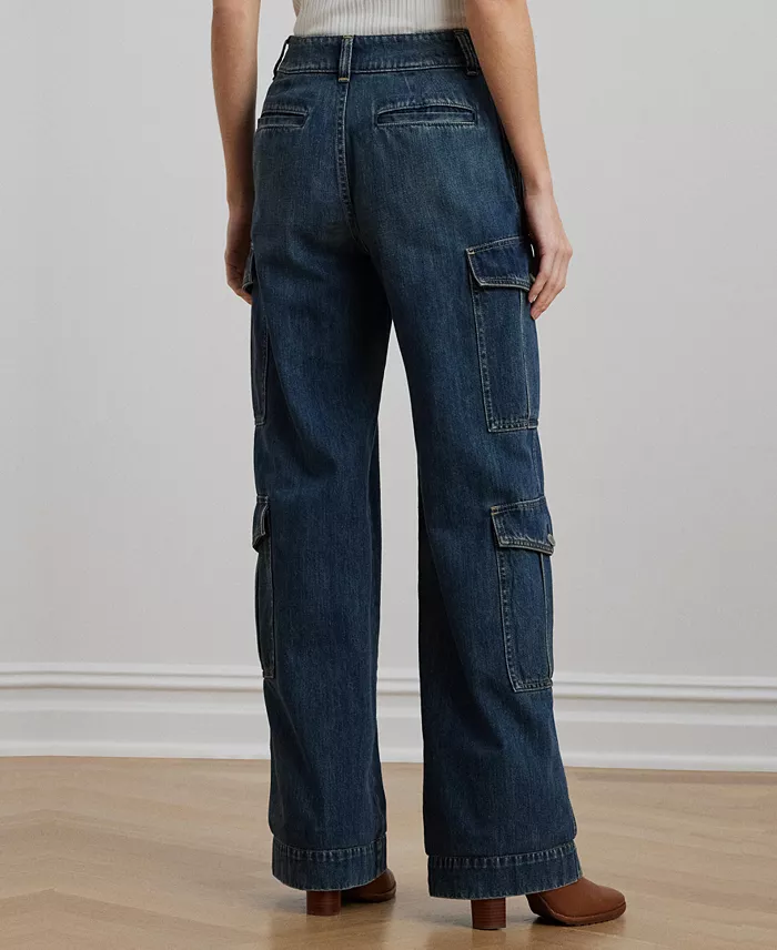 Alfani Lauren Ralph Lauren Women's High-Rise Wide-Leg Cargo Jeans Women's Fashion Shoes & Accessories