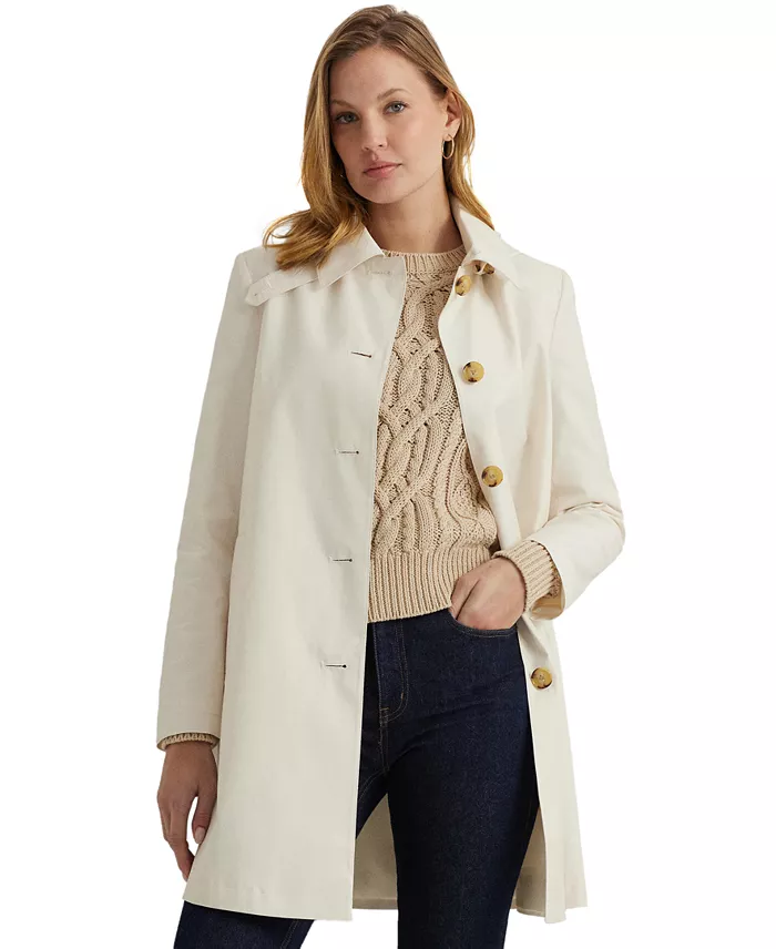 Alfani Lauren Ralph Lauren Women's Hooded Raincoat Women's Fashion Shoes & Accessories
