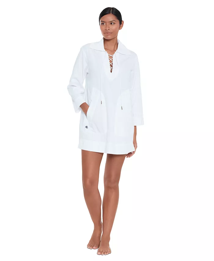Alfani Lauren Ralph Lauren Women's Lace-Up Tunic Cover-Up Women's Fashion Shoes & Accessories