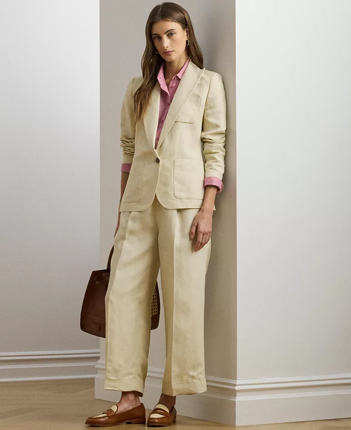 Alfani Lauren Ralph Lauren Women's Linen-Blend Twill Blazer Women's Fashion Shoes & Accessories