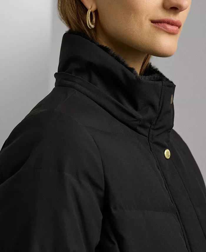 Alfani Lauren Ralph Lauren Women's Maxi Faux-Fur-Trimmed Hooded Puffer Coat Women's Fashion Shoes & Accessories