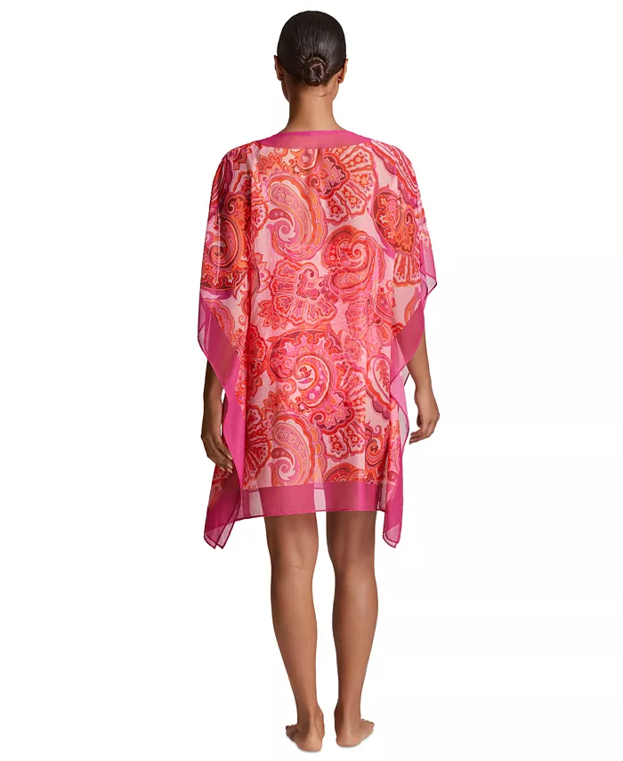Alfani Lauren Ralph Lauren Women's Printed Border-Trim Poncho Cover-Up Women's Fashion Shoes & Accessories