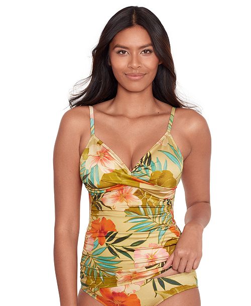 alfani Lauren Ralph Lauren Women's Printed Surplice Tankini Top Women's Fashion Shoes & Accessories