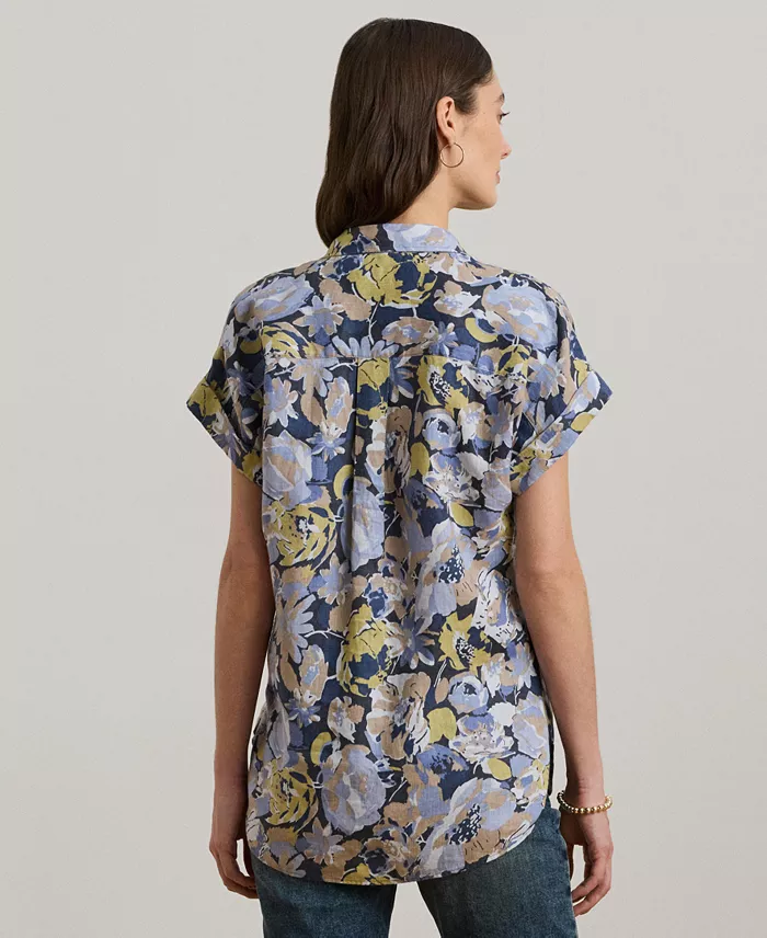 Alfani Lauren Ralph Lauren Women's Relaxed-Fit Floral Short-Sleeve Shirt Regular & Petite Women's Fashion Shoes & Accessories
