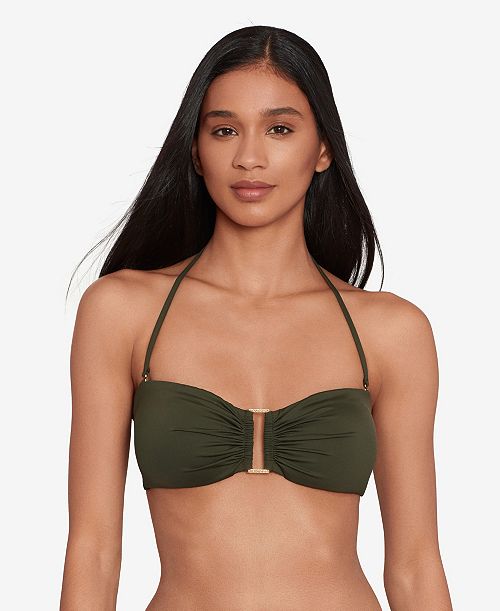 alfani Lauren Ralph Lauren Women's Ring Bandeau Bra Swim Top Women's Fashion Shoes & Accessories