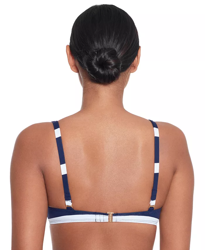Alfani Lauren Ralph Lauren Women's Striped O-Ring Bikini Top Women's Fashion Shoes & Accessories