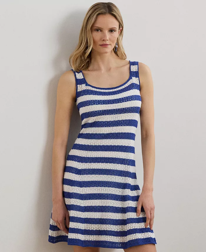 Alfani Lauren Ralph Lauren Women's Striped Pointelle-Knit Sweater Dress Women's Fashion Shoes & Accessories