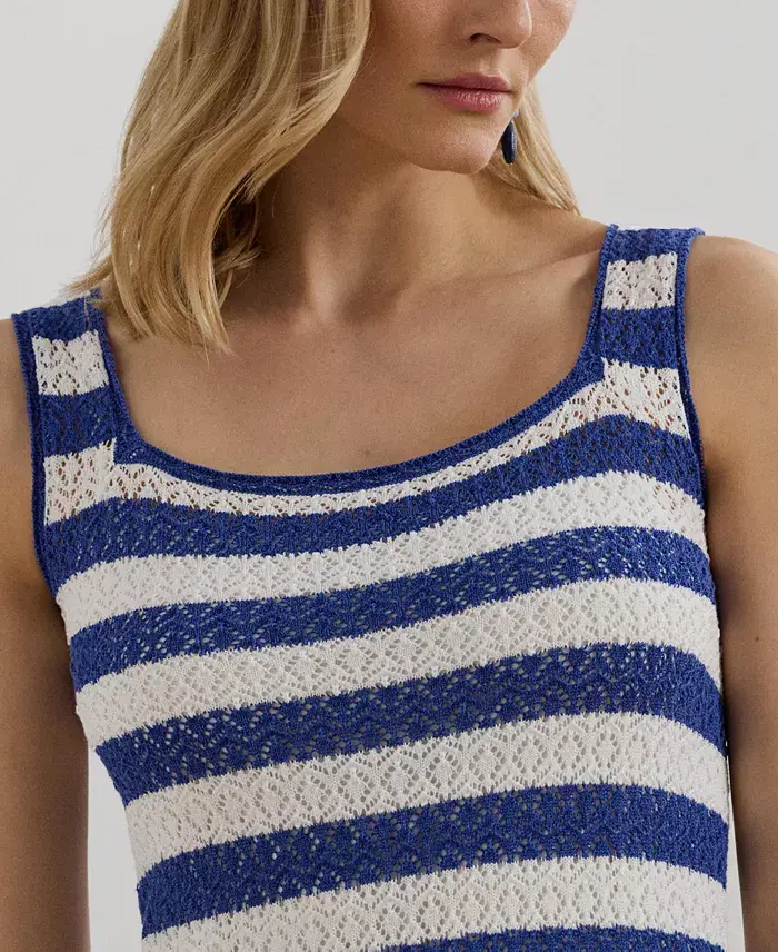 Alfani Lauren Ralph Lauren Women's Striped Pointelle-Knit Sweater Dress Women's Fashion Shoes & Accessories
